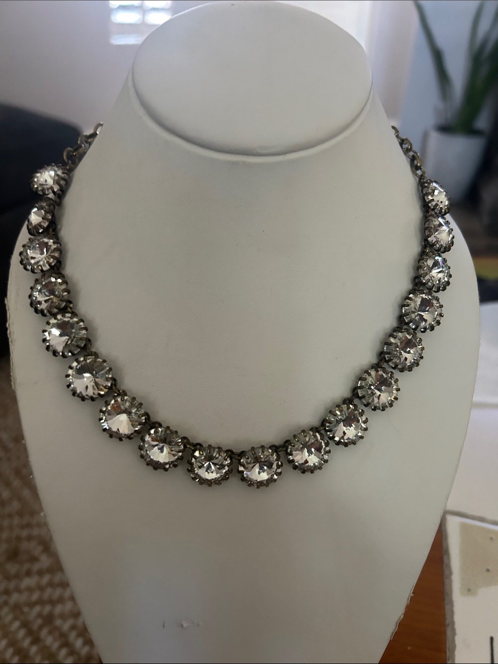 J. Crew Clear Crystal Necklace in Silver